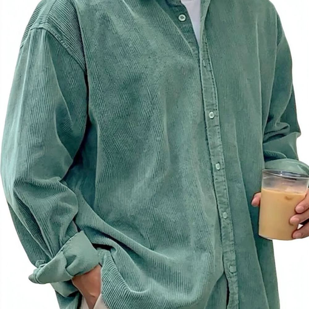 Corduroy Button Up Shirt Men - Kemeja Corduroy Pria Lengan Panjang, Model