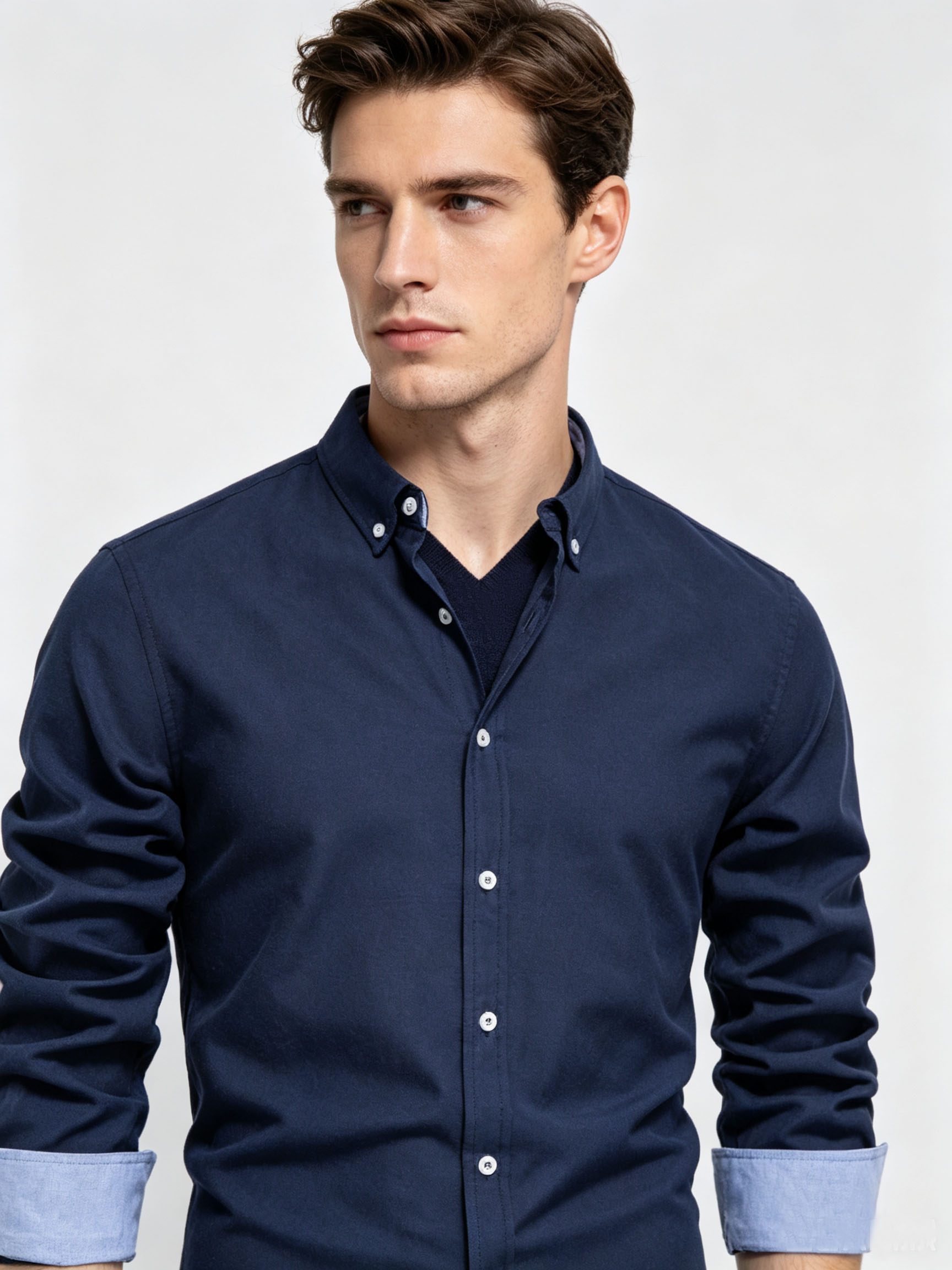 Oxford Cotton Casual Shirt Business - Kemeja Kasual Bisnis Pria Lengan Panjang