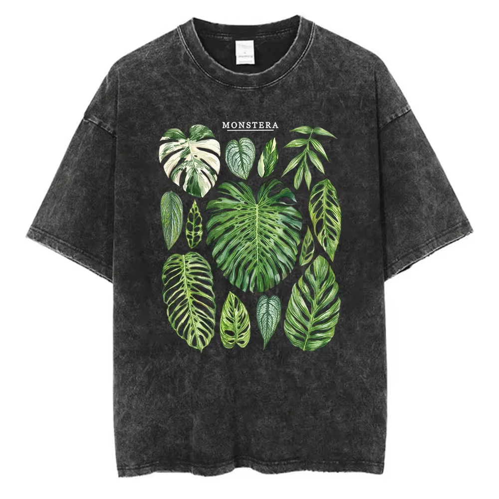 Kaos Grafis Daun Monstera Katu - Acid Wash Vintage Graphic T Shirt ulasan dan harga