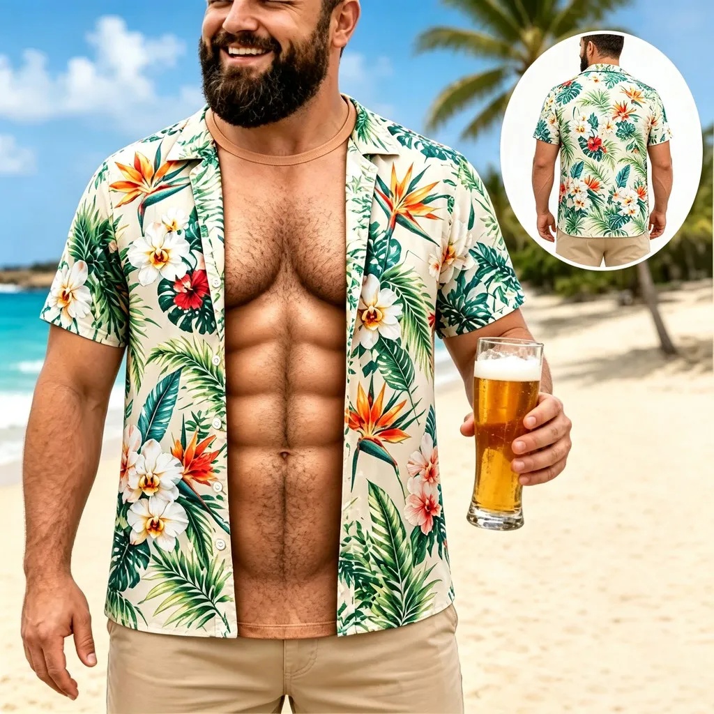 Kemeja Hawaii Pria Terbaru, Le - Vintage Hawaiian Floral Shirt ulasan dan harga