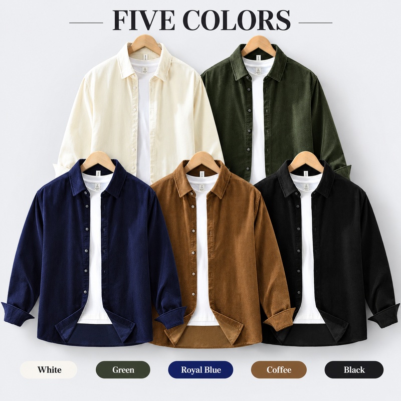Kemeja Corduroy Katun 100% unt - Corduroy Button Up Shirt Men ulasan dan harga