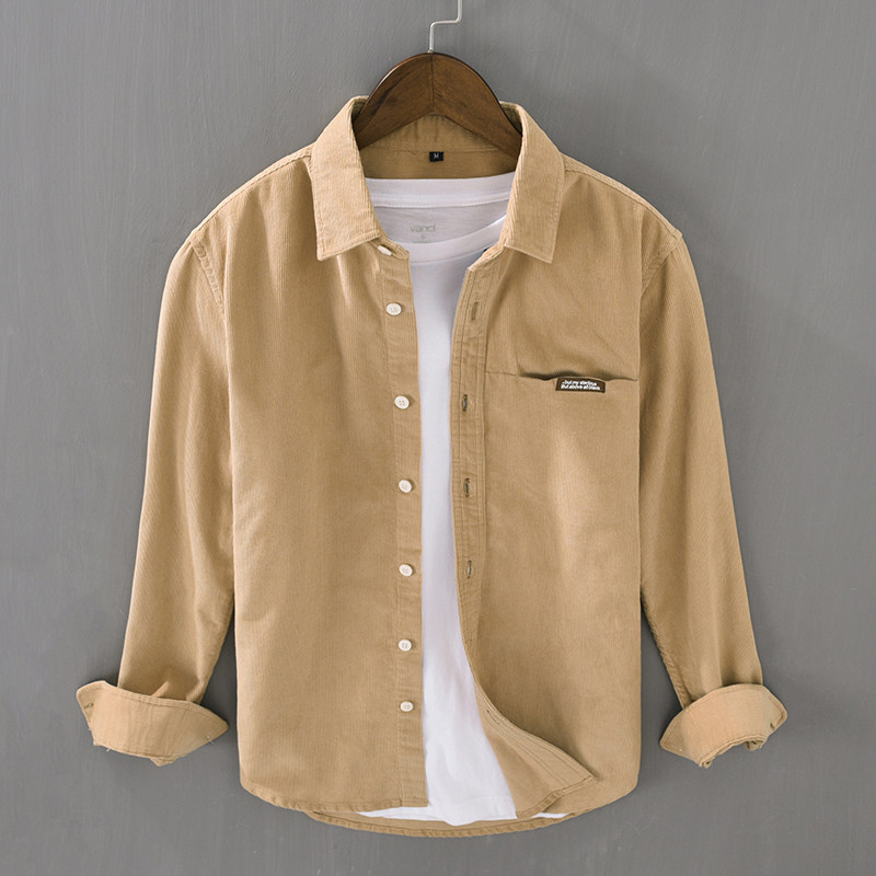 Kemeja Lengan Panjang Berbahan - Corduroy Button Up Shirt Men ulasan dan harga