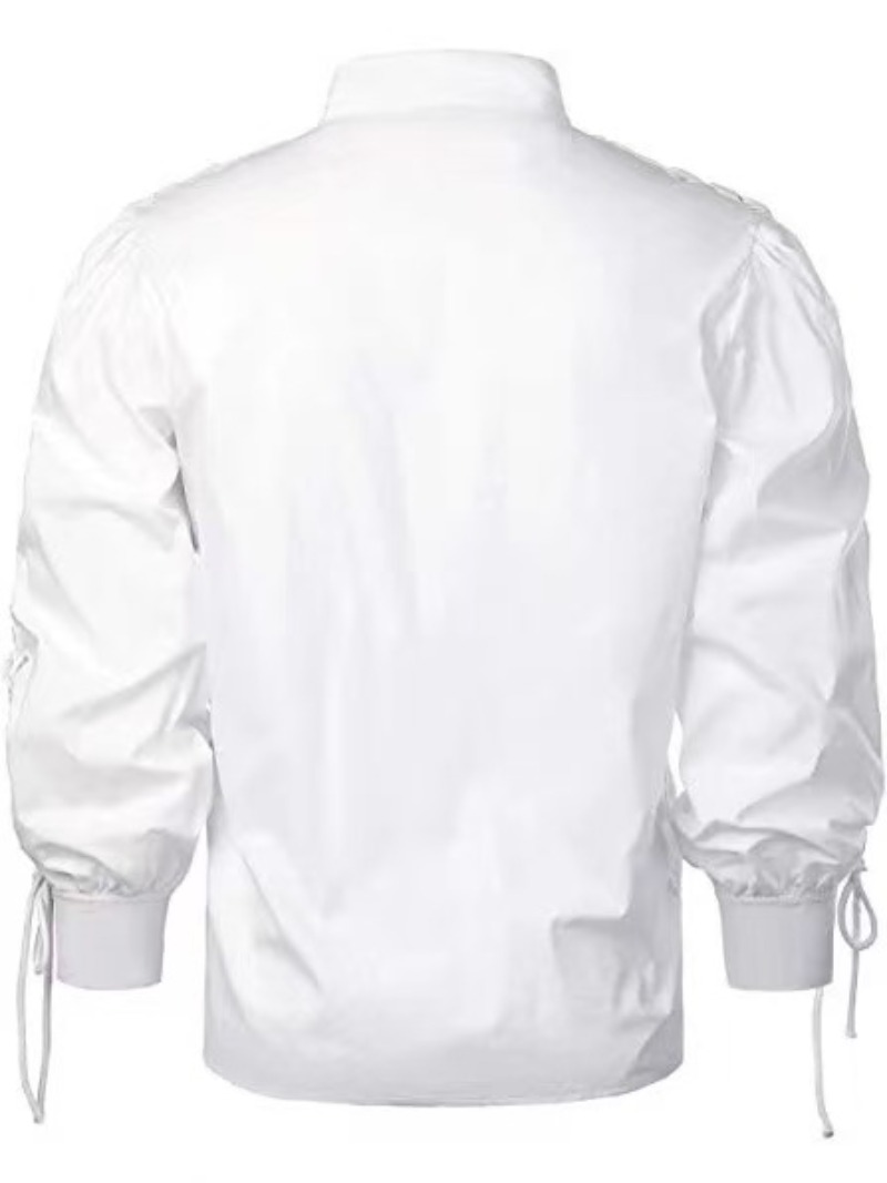 Kemeja Lengan Panjang Kerah Ti - Medieval Gothic Lace Up Pirate Shirt ulasan dan harga