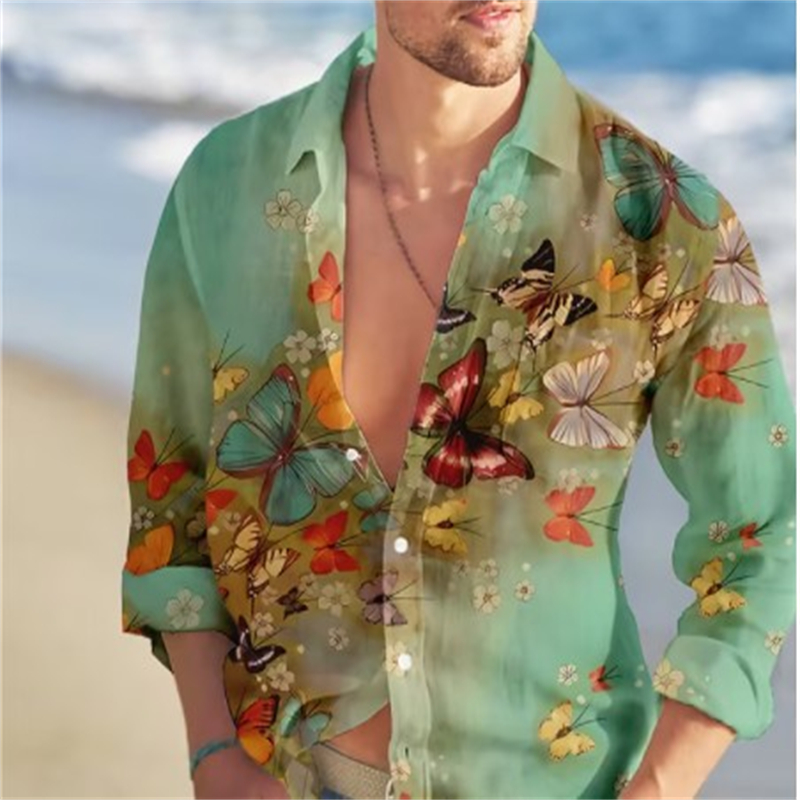 Butterfly Hawaii kemeja motif  - Vintage Hawaiian Floral Shirt ulasan dan harga