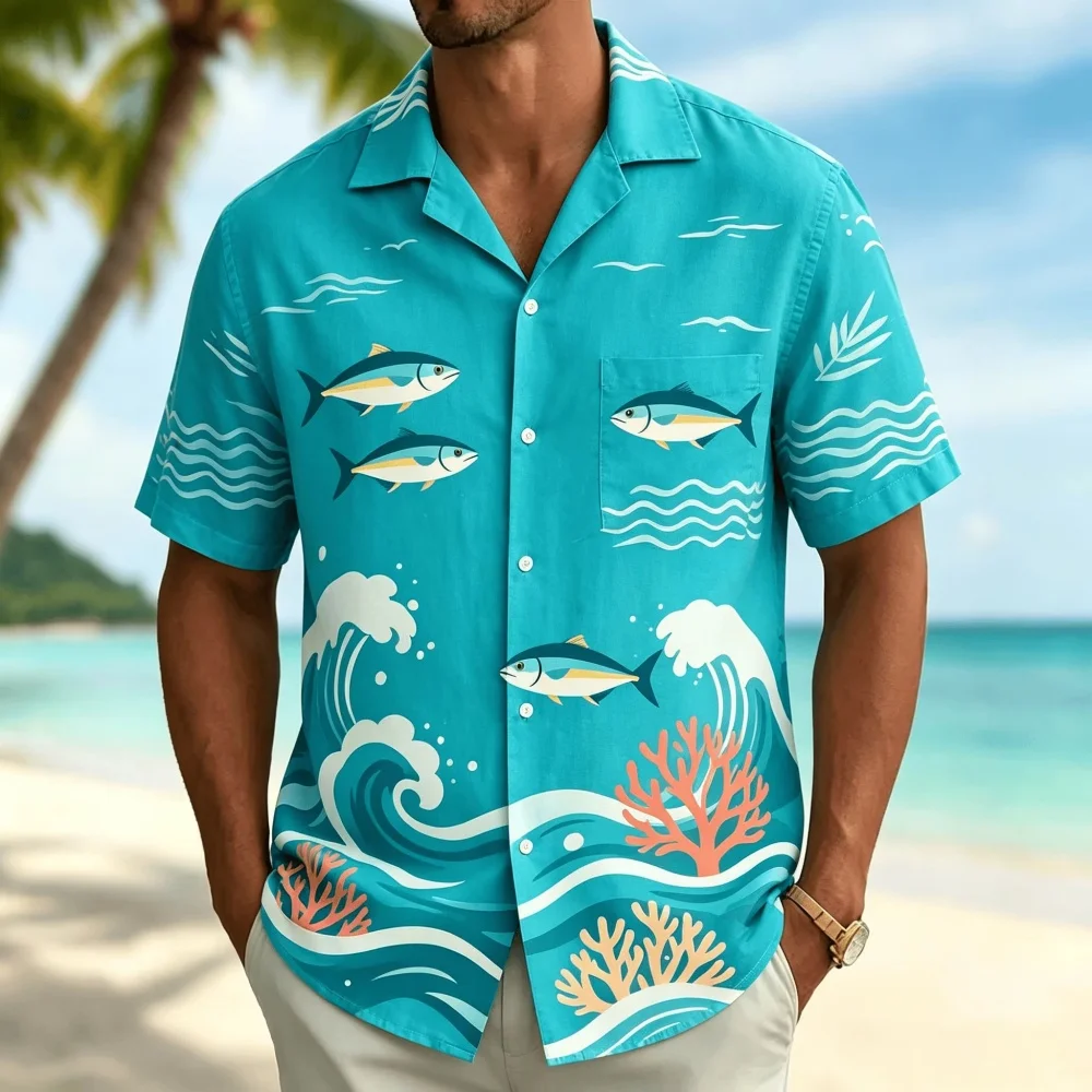 Kemeja Lengan Pendek Pria deng - Vintage Hawaiian Floral Shirt ulasan dan harga